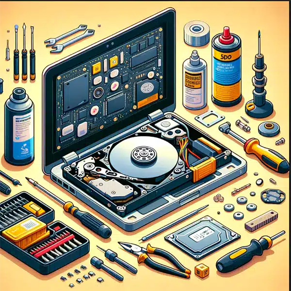 laptop Screen repair with the help of tools around it