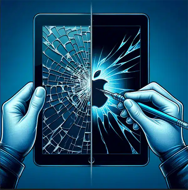 ipad screen repairing by technician with tools
