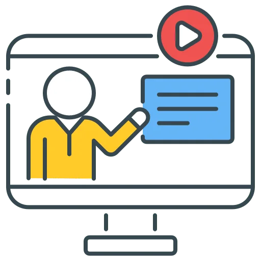 A desktop vector with a man showing a note.