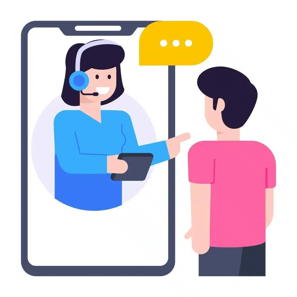 An agent explaining via video call